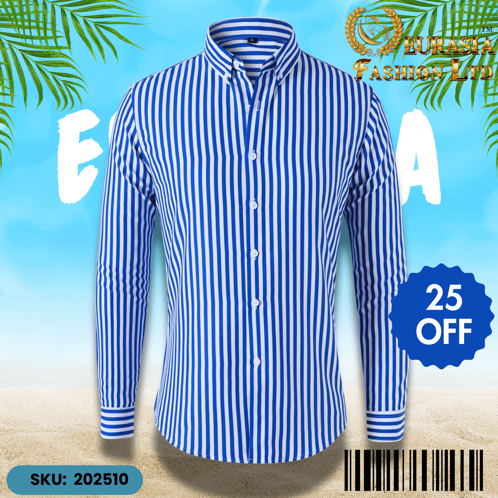 1 PCS CHAK SHIRT (10) Mens Striped Shirt Business Casual Long Sleeve Shirt Korean Style Slim Mens Shirt - Image 1
