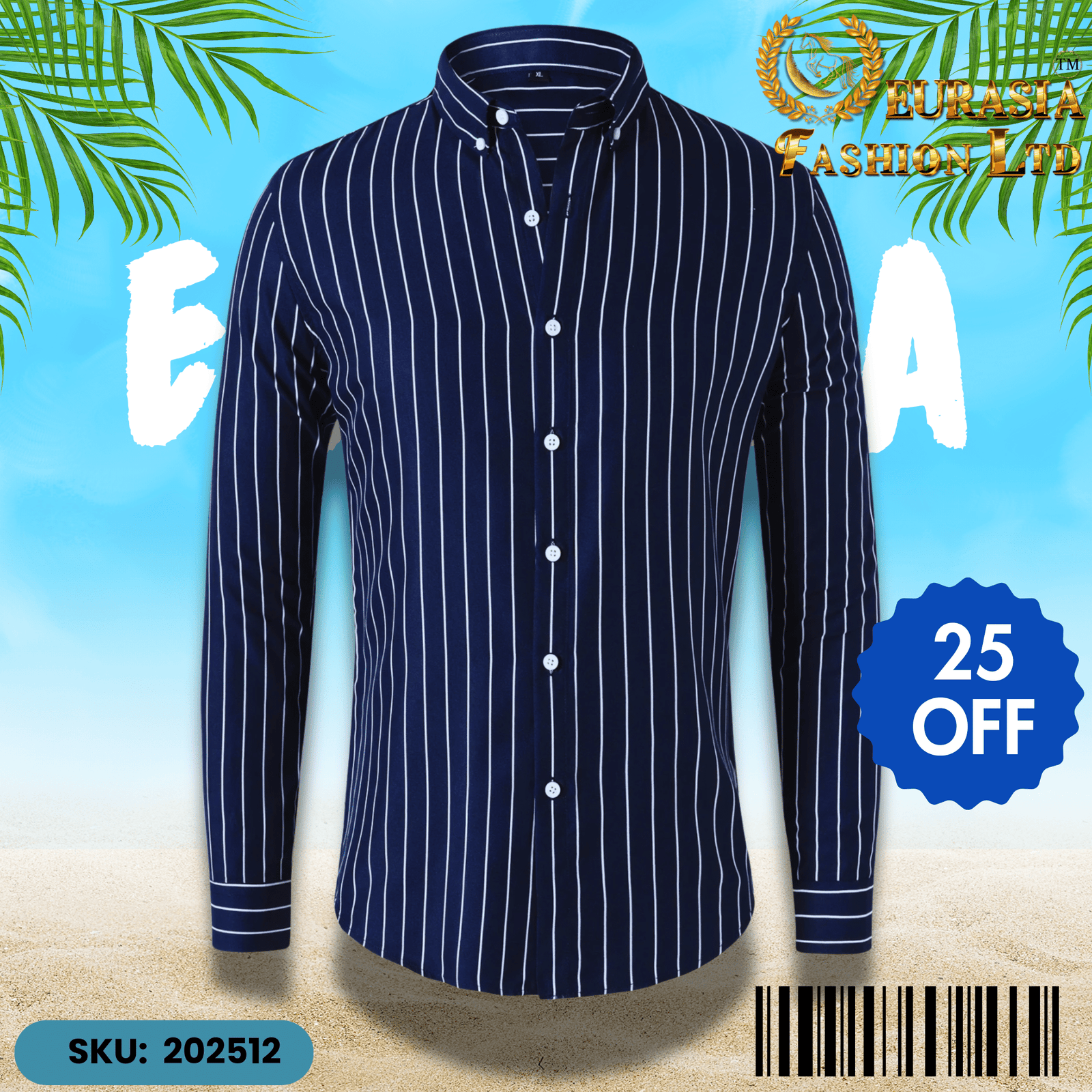 1 PCS CHAK SHIRT (12) Mens Striped Shirt Business Casual Long Sleeve Shirt Korean Style Slim Mens Shirt - Image 1