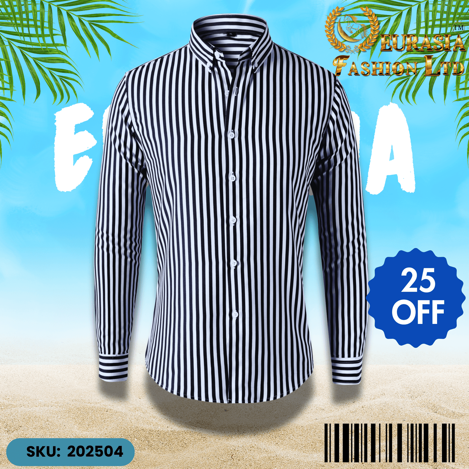 1 PCS CHAK SHIRT (4) Mens Striped Shirt Business Casual Long Sleeve Shirt Korean Style Slim Mens Shirt - Image 1
