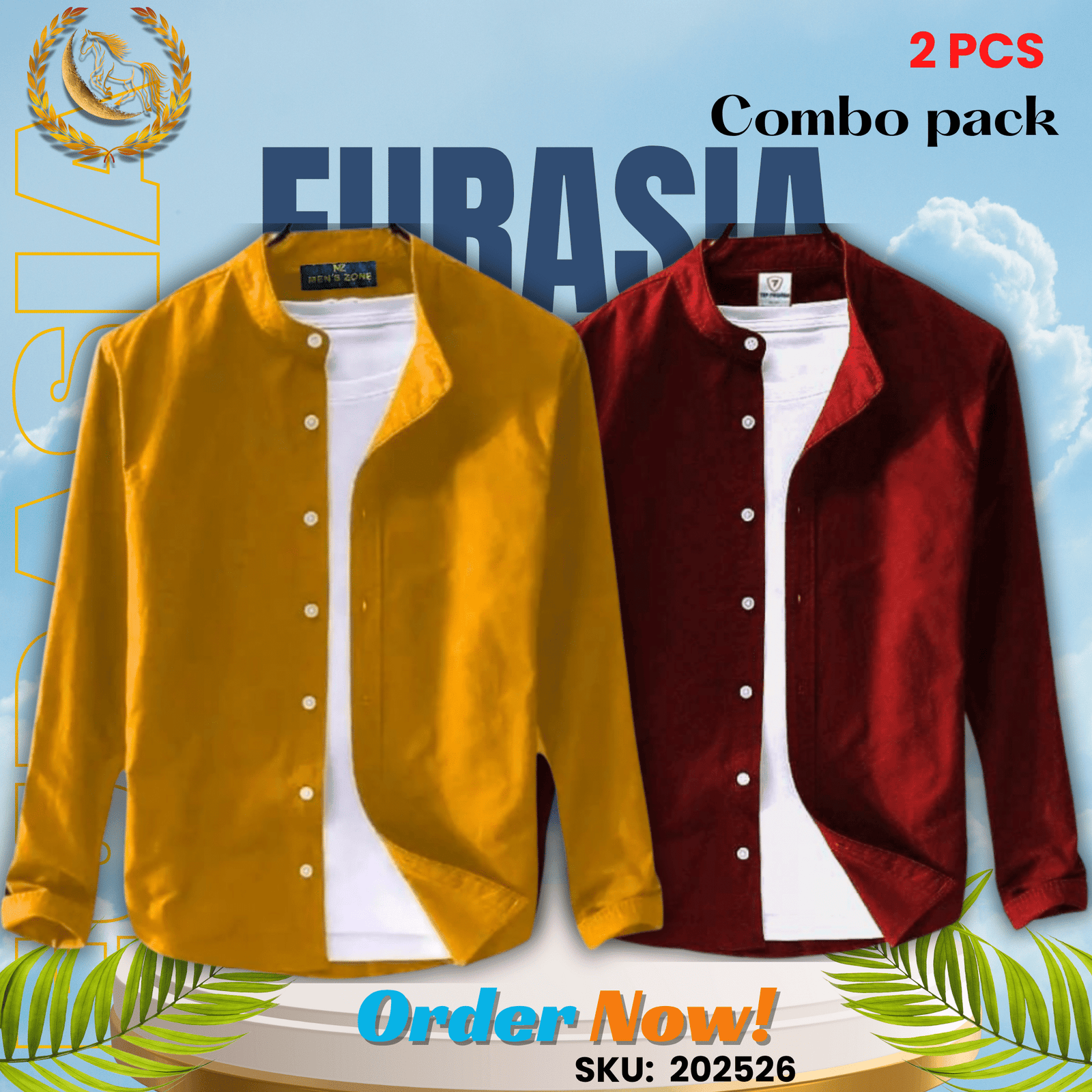 2 PCS (26) 100% Cotton Oxford Long Sleeve Casual Shirt For Men’s (Only Shirt), Combo Pack 2 PCS - Image 1