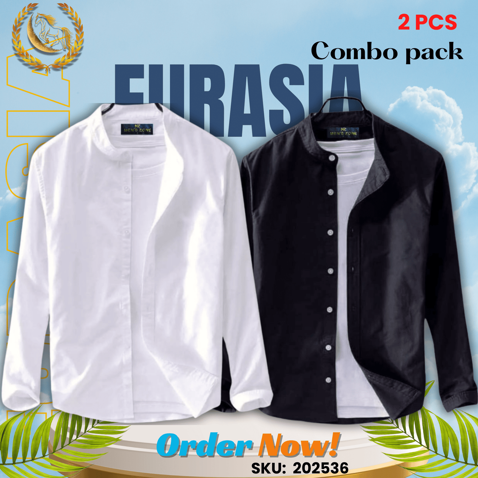 2 PCS (36) 100% Cotton Oxford Long Sleeve Casual Shirt For Men’s (Only Shirt), Combo Pack 2 PCS - Image 1
