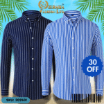 Mens Striped Shirt Business Casual Long Sleeve Shirt Korean Style Slim Mens Shirt