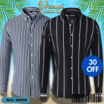 Mens Striped Shirt Business Casual Long Sleeve Shirt Korean Style Slim Mens Shirt