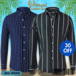 Mens Striped Shirt Business Casual Long Sleeve Shirt Korean Style Slim Mens Shirt