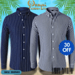 Mens Striped Shirt Business Casual Long Sleeve Shirt Korean Style Slim Mens Shirt