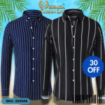 Mens Striped Shirt Business Casual Long Sleeve Shirt Korean Style Slim Mens Shirt