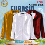 100% Cotton Oxford Long Sleeve Casual Shirt For Men’s (Only Shirt), Combo Pack 3 PCS