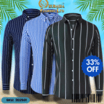 Mens Striped Shirt Business Casual Long Sleeve Shirt Korean Style Slim Mens Shirt