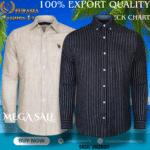 100% Export Quality Men's Striped Business Formal Long Sleeve Shirt (EEU) Style Slim Mens Shirt. (2 PCS)