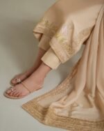 PAKISTANI BRUNETTE BEIGE DRESS. - Image 6