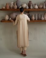 PAKISTANI BRUNETTE BEIGE DRESS. - Image 8