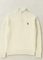 Polo Ralph Lauren Cable-Knit Cotton Quarter-Zip Sweater – Off White - Image 4