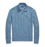 Polo Ralph Lauren Cable-Knit Cotton Quarter-Zip Sweater – Sky Blue - Image 3