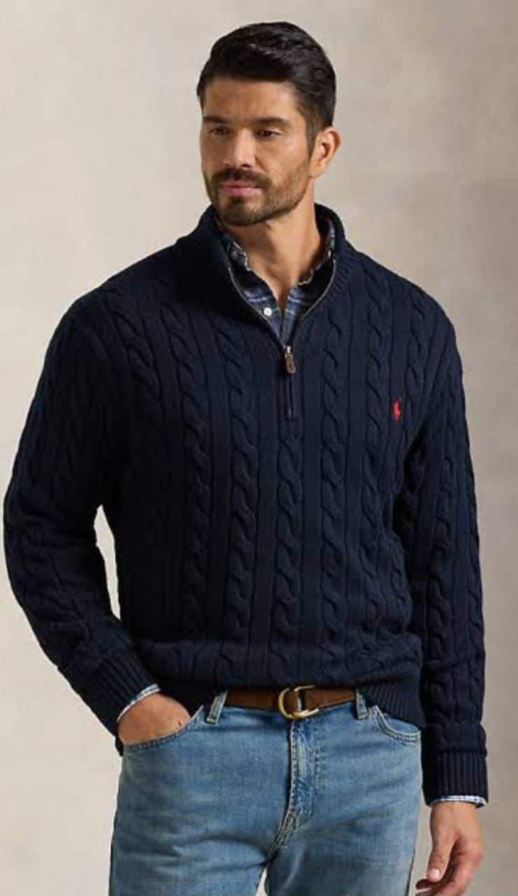 WhatsApp Image 2025-11-15 at 12.39.59 AM Polo Ralph Lauren Cable-Knit Cotton Quarter-Zip Sweater – Black - Image 1