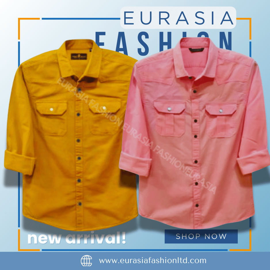 19 2 Pcs Combo Premium Quality Double Poket Shirt - Kathali & Pink. - Image 1