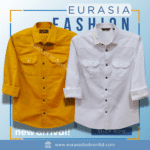 2 Pcs Combo Premium Quality Double Poket Shirt - Kathali & White