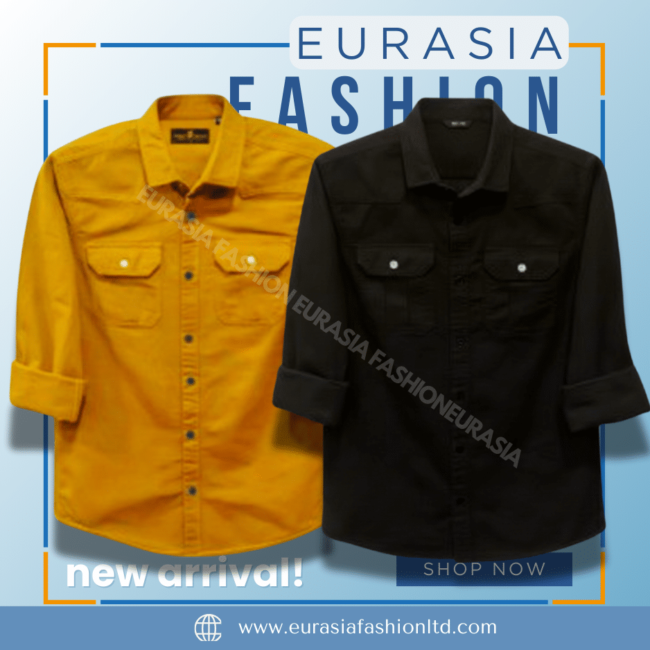25 2 Pcs Combo Premium Quality Double Poket Shirt - Kathali & Black. - Image 1