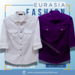 2 Pcs Combo Premium Quality Double Poket Shirt - Purple & White.
