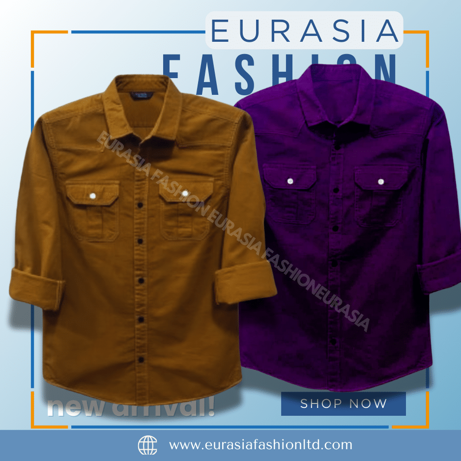 31 2 Pcs Combo Premium Quality Double Poket Shirt - Purple & Banson - Image 1