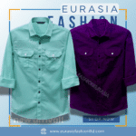 2 Pcs Combo Premium Quality Double Poket Shirt - Purple & Pest.