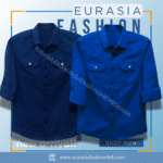 2 Pcs Combo Premium Quality Double Poket Shirt - Navy Blue & Teal.
