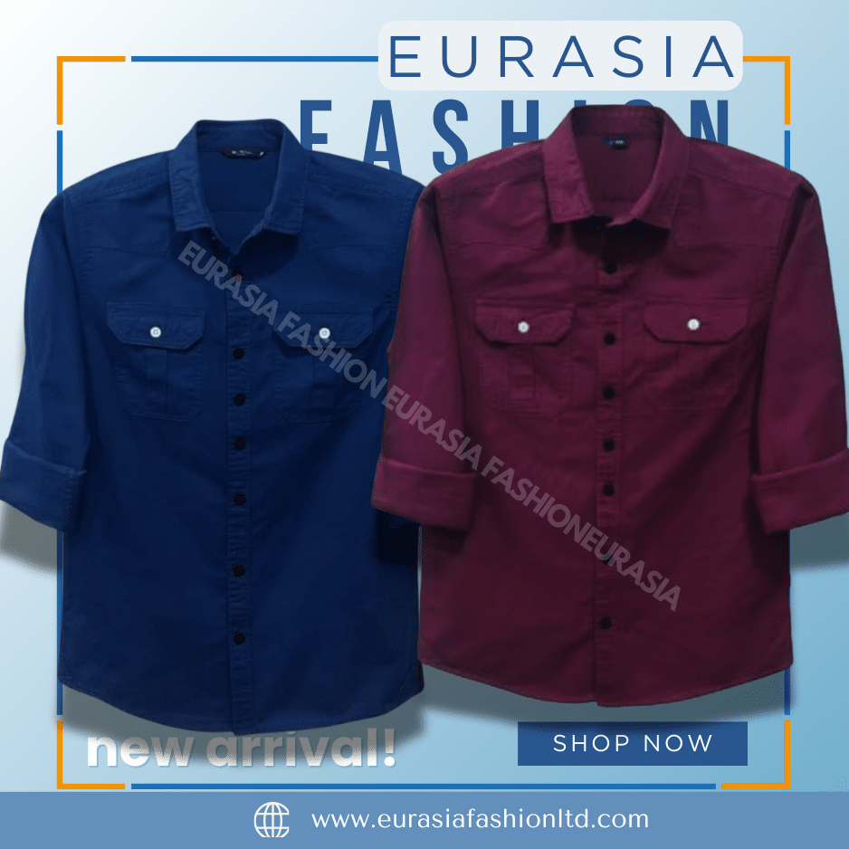 46 2 Pcs Combo Premium Quality Double Poket Shirt - Navy Blue & Maroon. - Image 1