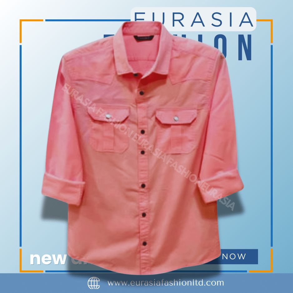 47 Premium Quality Double Pocket Shirt - Pink - Image 1