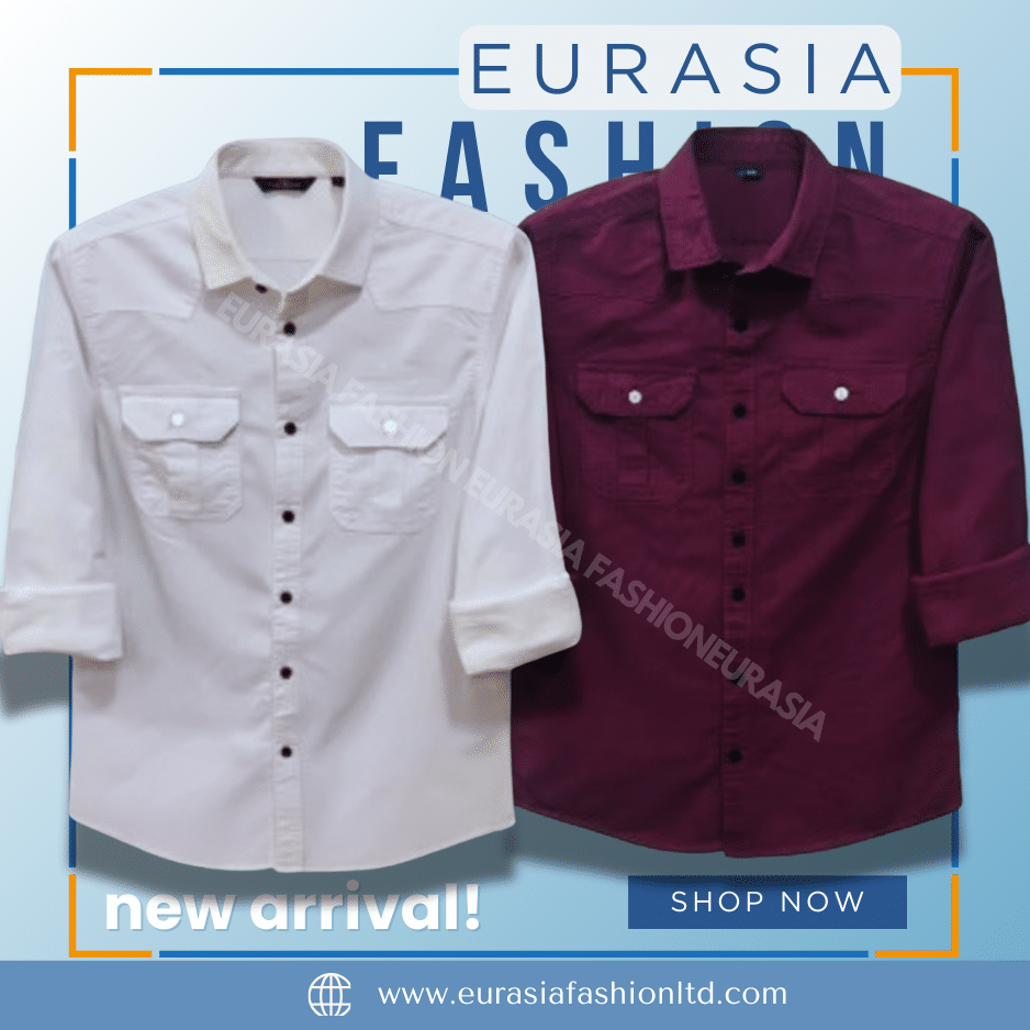 48 2 Pcs Combo Premium Quality Double Poket Shirt - Maroon & White - Image 1