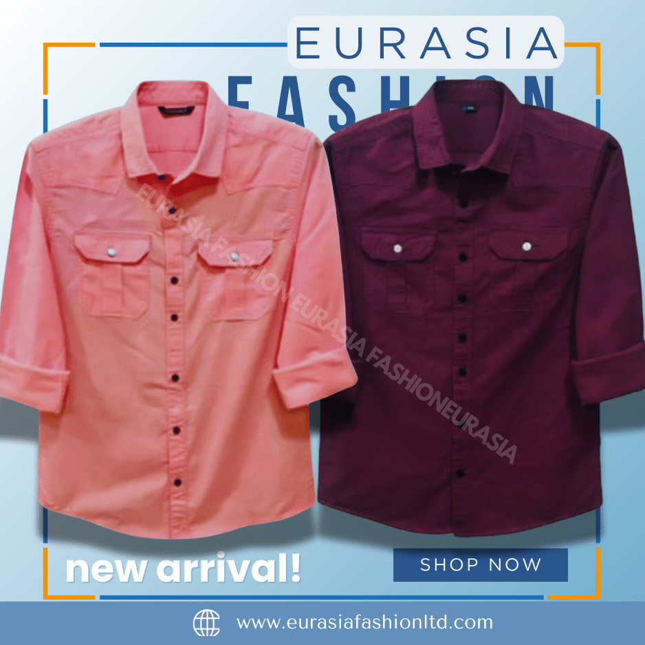 53 2 Pcs Combo Premium Quality Double Poket Shirt - Maroon & Pink - Image 1