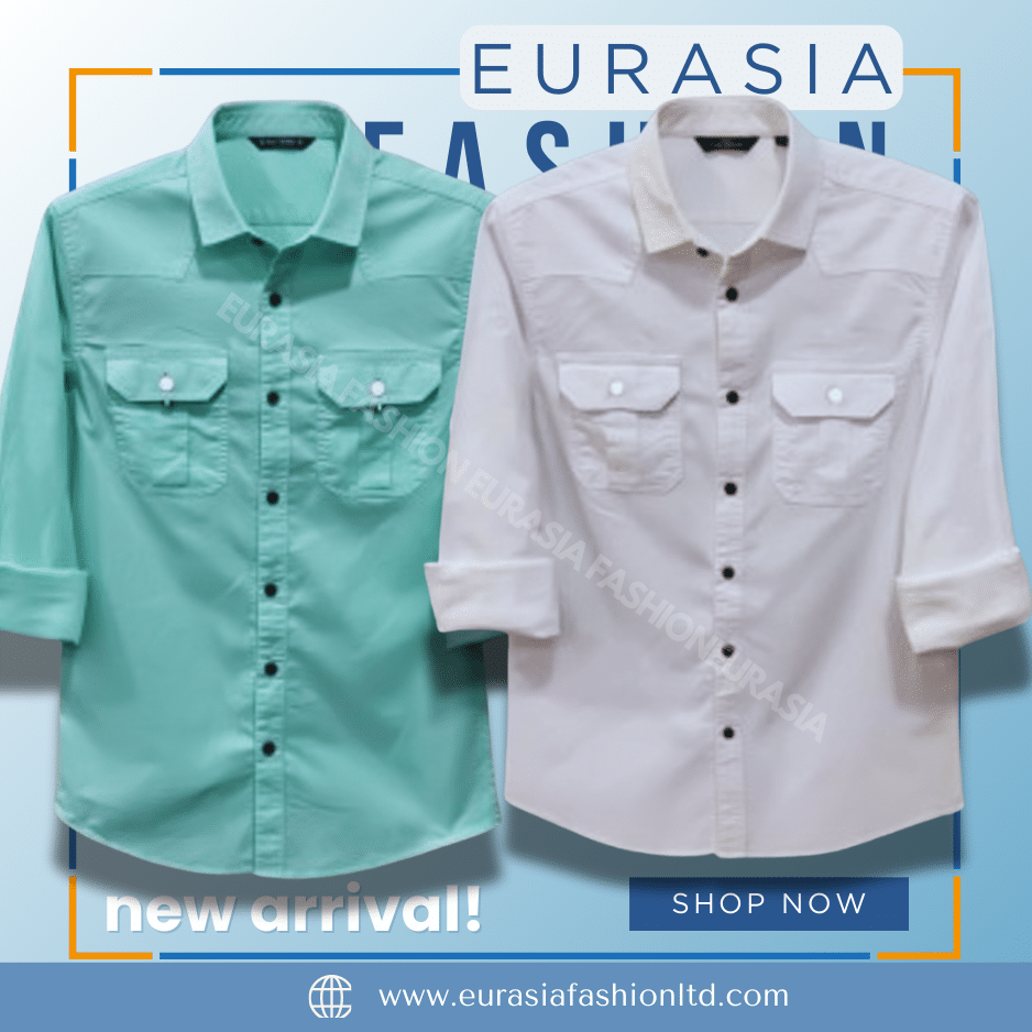 60 2 Pcs Combo Premium Quality Double Poket Shirt - Pest. & White - Image 1