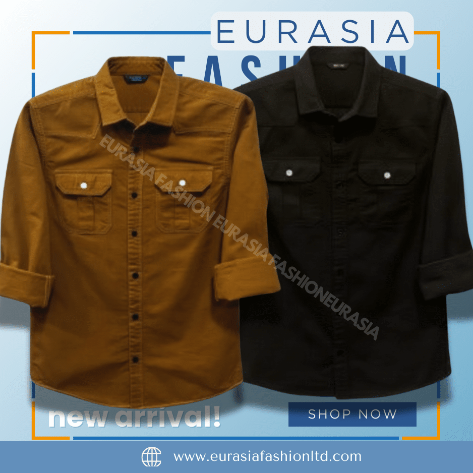 63 2 Pcs Combo Premium Quality Double Poket Shirt - Black & Banson - Image 1