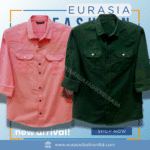 2 Pcs Combo Premium Quality Double Poket Shirt - Pink & Green