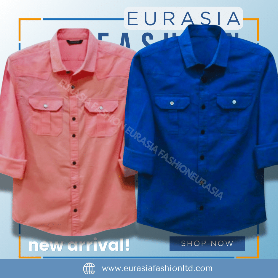 70 2 Pcs Combo Premium Quality Double Poket Shirt - Pink & Teal. - Image 1