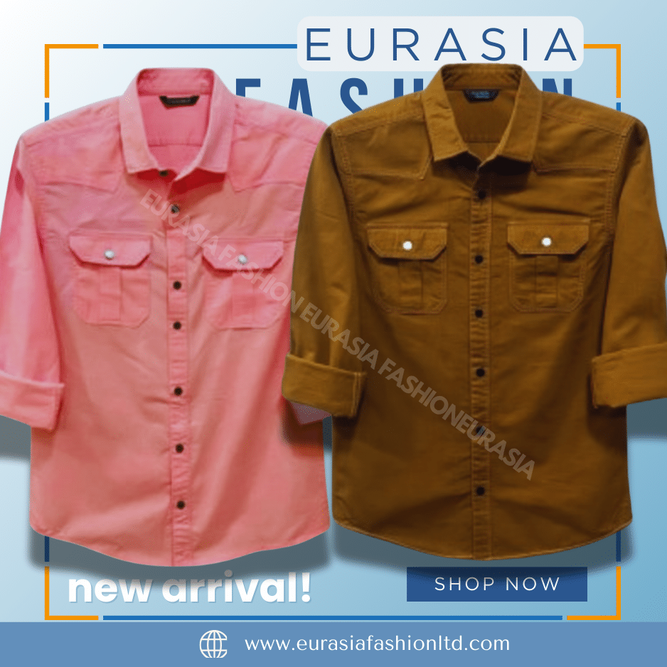 71 2 Pcs Combo Premium Quality Double Poket Shirt - Pink & Banson - Image 1