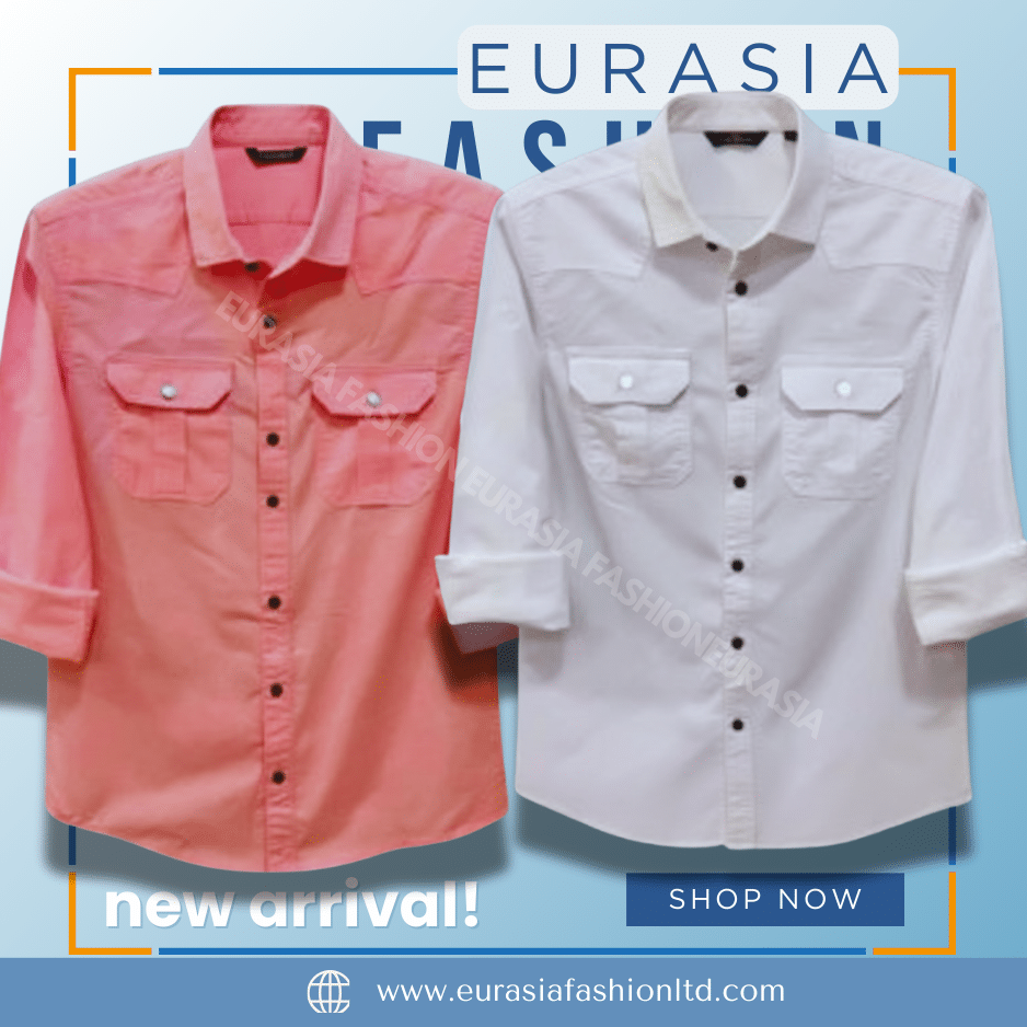 72 2 Pcs Combo Premium Quality Double Poket Shirt - Pink & White - Image 1