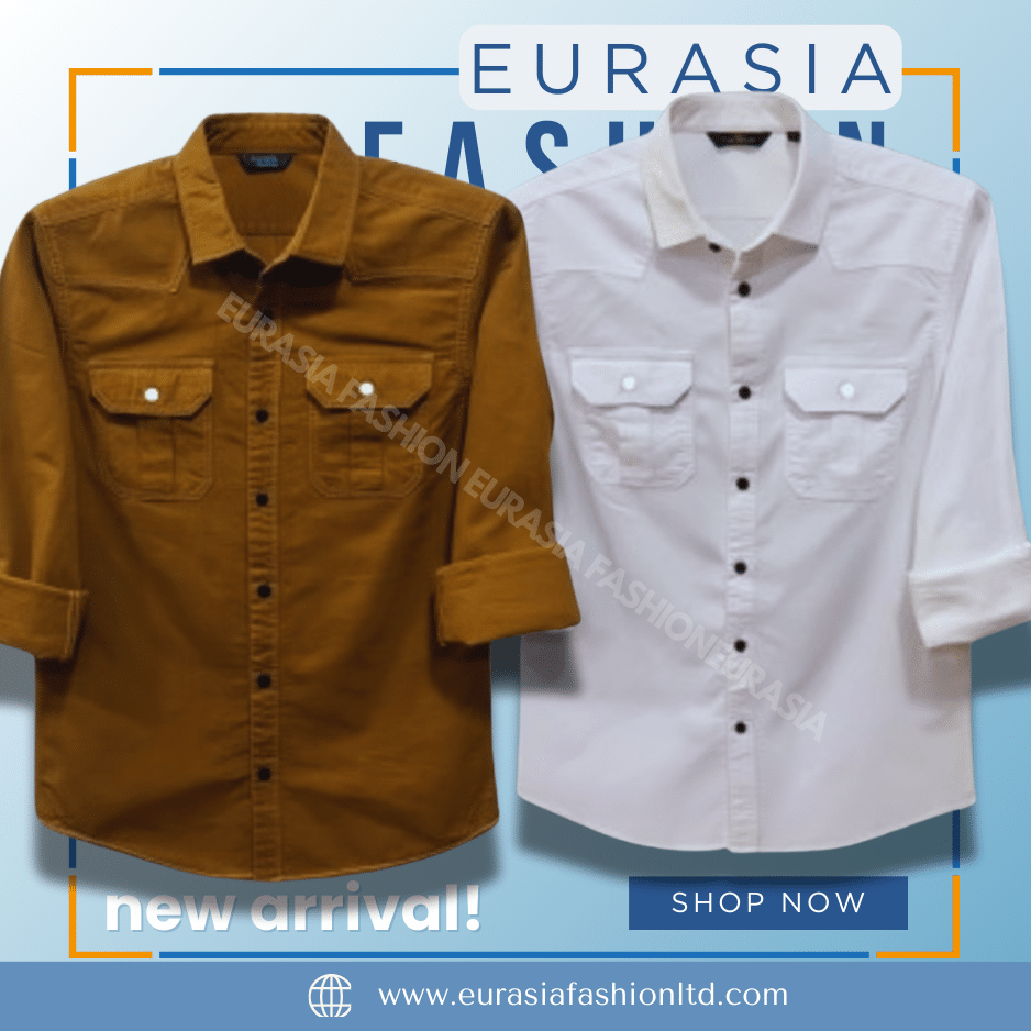 73 2 Pcs Combo Premium Quality Double Poket Shirt - White & Banson - Image 1