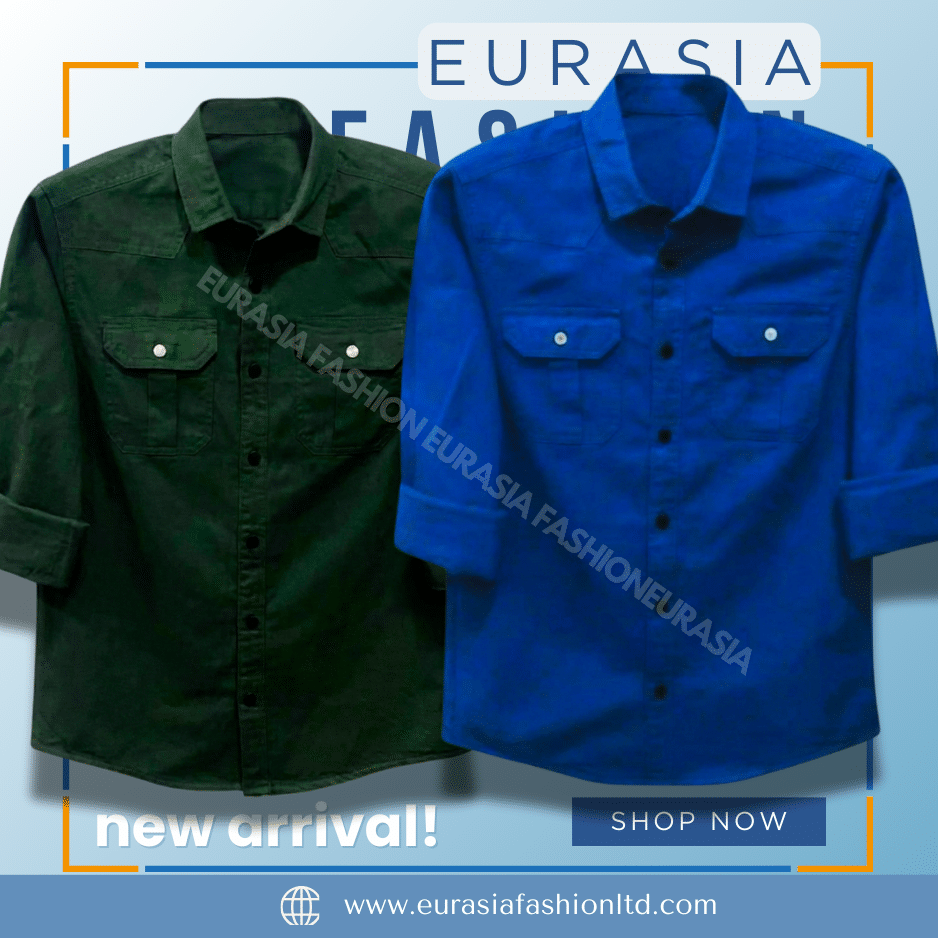 78 2 Pcs Combo Premium Quality Double Poket Shirt - Green & Teal. - Image 1