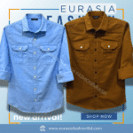 2 Pcs Combo Premium Quality Double Poket Shirt - Banson & Sky Blue.