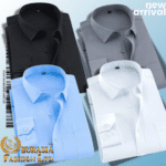4 Pes Men’s Premium Formal Shirt -Black , White , Sky Blue & Ash