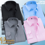 4 Pes Men’s Premium Formal Shirt -Black, Sky Blue, Pink & Ash.