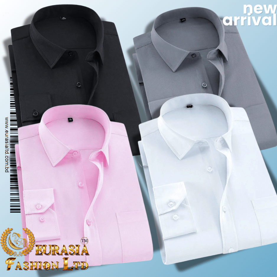 14 4 Pes Men’s Premium Formal Shirt -Black , White , Pink & Ash. - Image 1