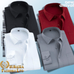 4 Pes Men’s Premium Formal Shirt -Black , White , Maroon & Ash.