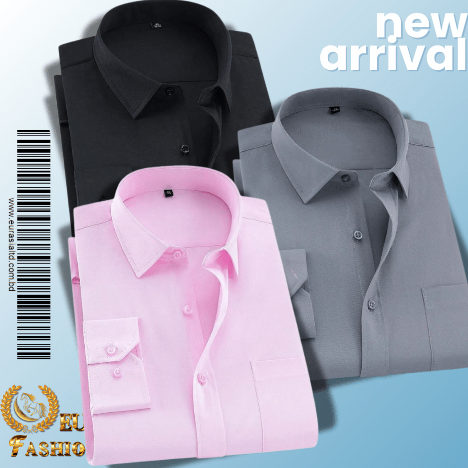 35 Men’s Premium Formal Shirt -Black, Pink & Ash. - Image 1