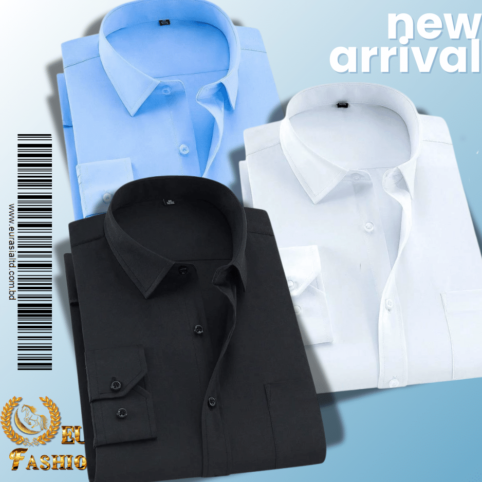 36 Men’s Premium Formal Shirt -Black, Sky Blue & White. - Image 1