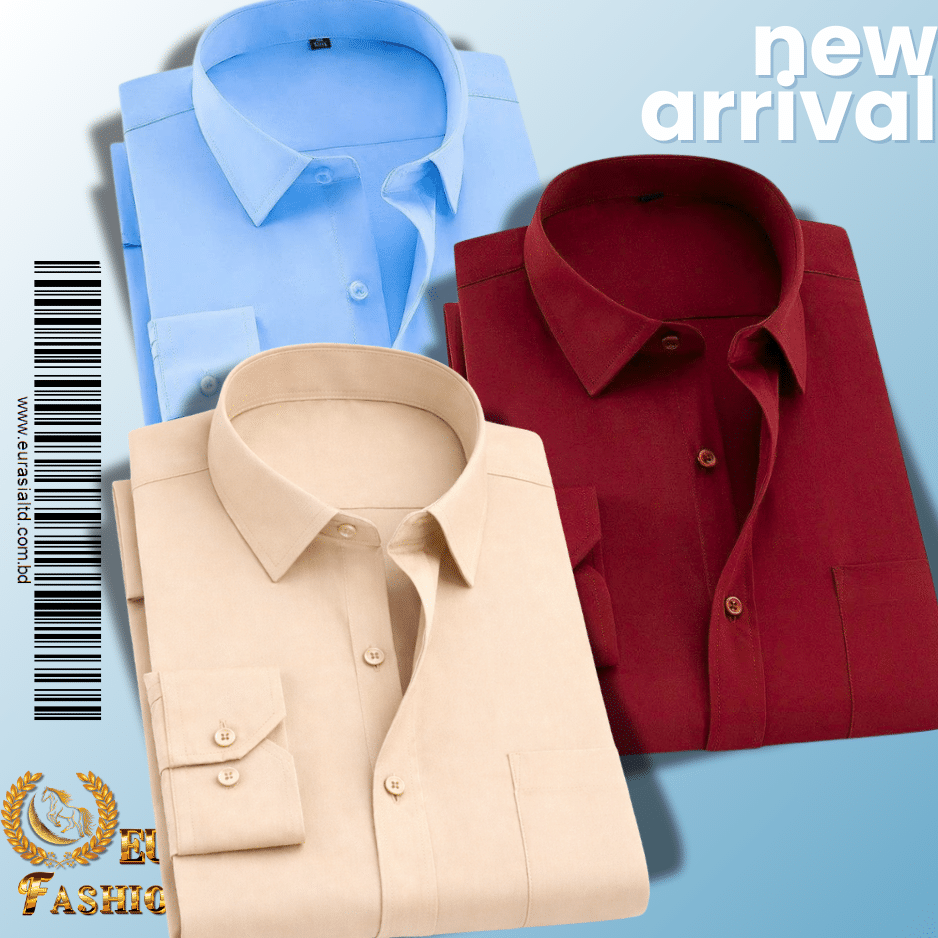 41 Men’s Premium Formal Shirt -Sky Blue, Biscuit & Maroon. - Image 1