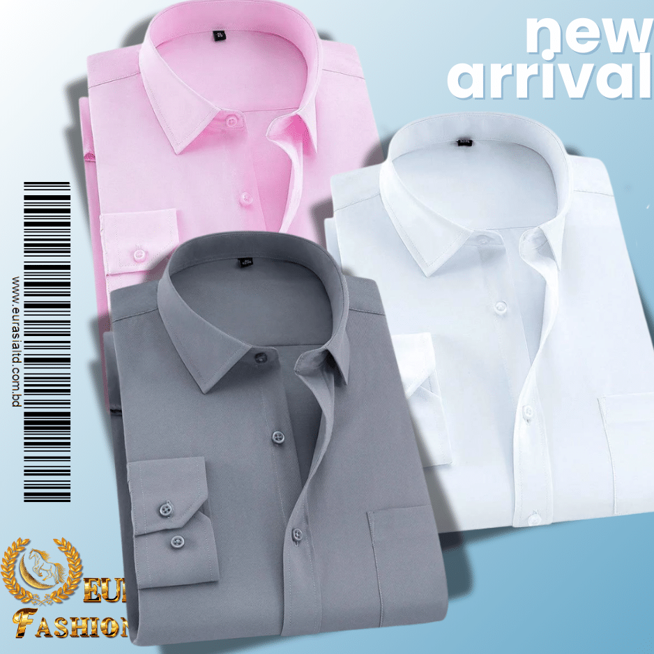 42 Men’s Premium Formal Shirt -White, Ash & Pink. - Image 1