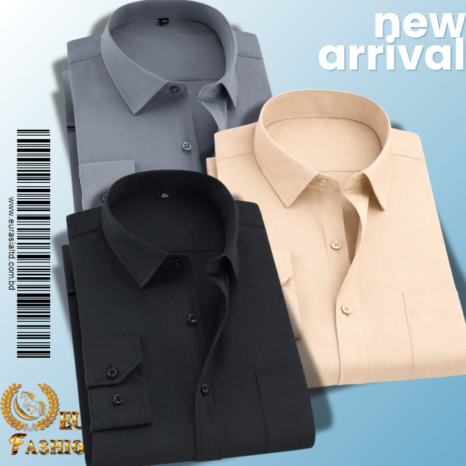 43 Men’s Premium Formal Shirt -Black, Biscuit & Ash - Image 1