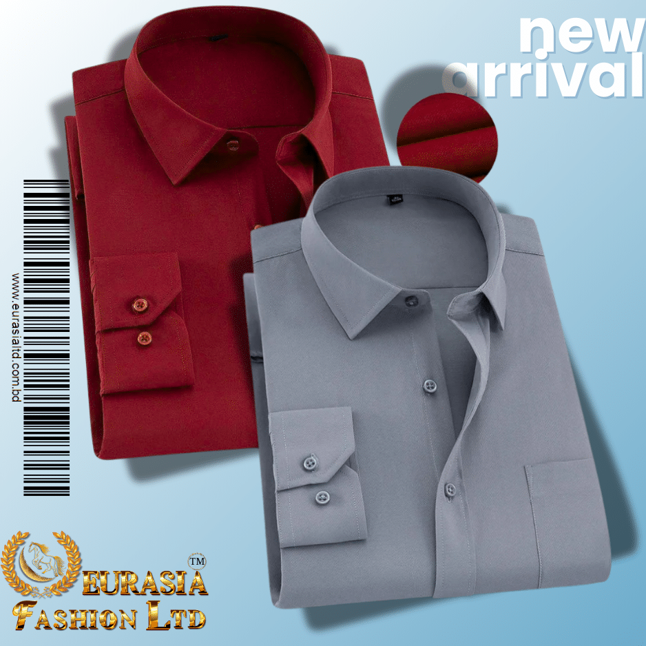 47 Men’s Premium Formal Shirt -Maroon & Ash. - Image 1