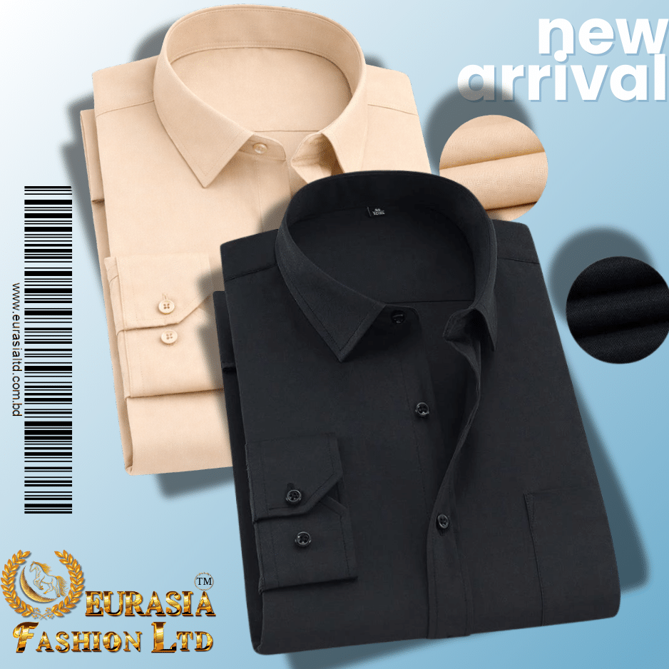 55 Men’s Premium Formal Shirt -Black & Biscuit. - Image 1