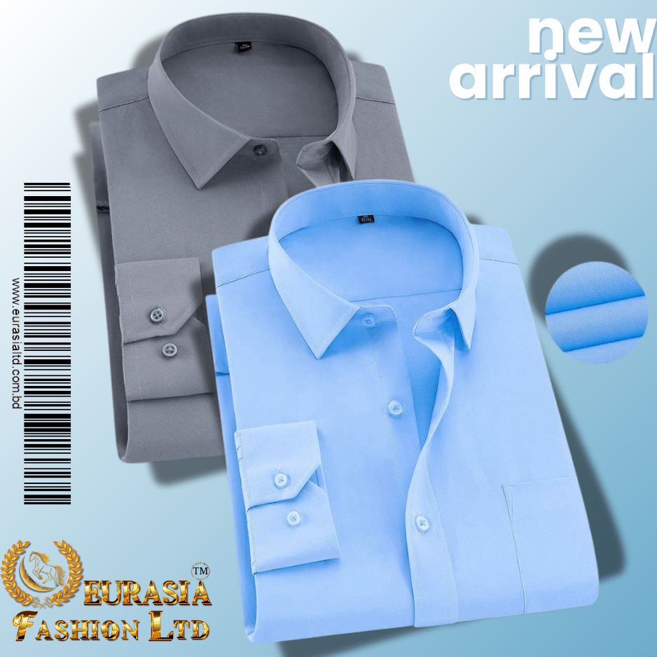 61 Men’s Premium Formal Shirt -Sky Blue & Ash. - Image 1